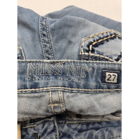 Miss Me Jeans Womens 27 Medium Blue Sunny Skinny Distressed Ripped Denim Pants - Picture 8 of 11